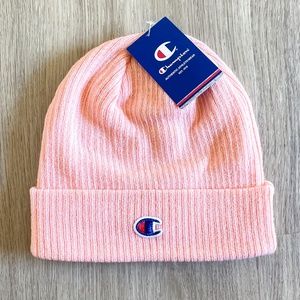 New Champion Ribbed Knit Cuff Beanie Pink Unisex Acrylic Warm Winter Ski Hat